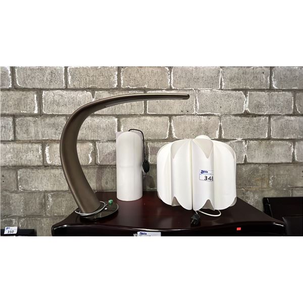 DESK LAMP & (2) PENDANT LAMPS