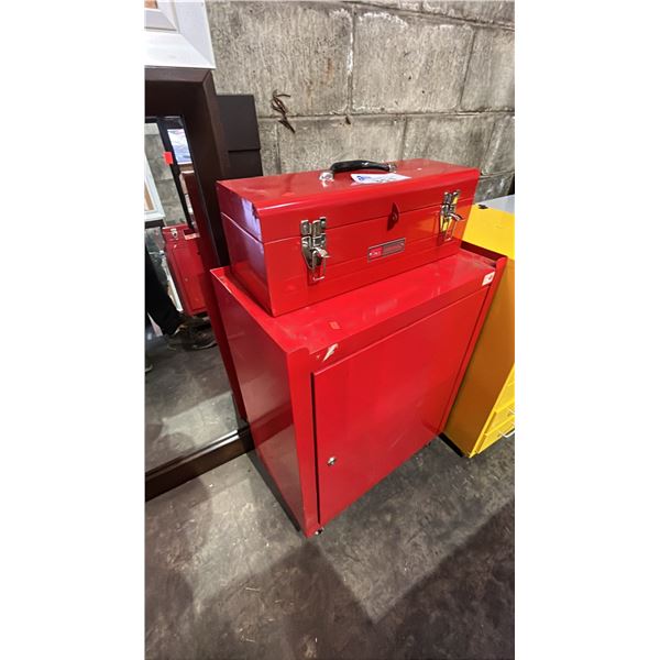 CRAFTSMAN RED TOOL BOX (EMPTY) & MOBILE METAL STORAGE CABINET