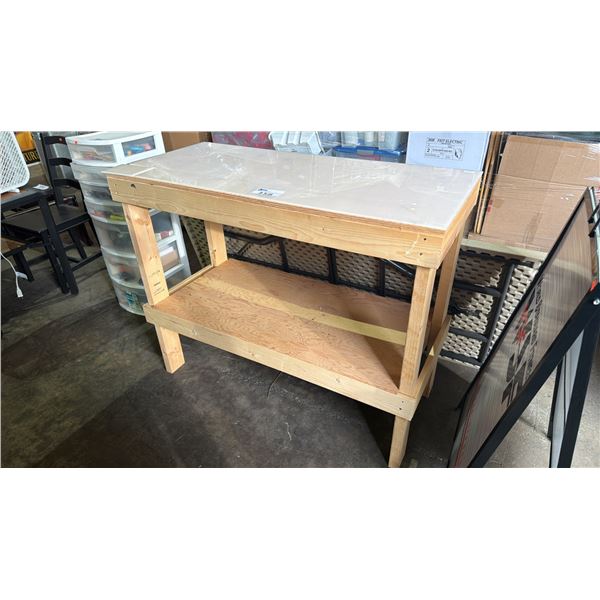 HEAVY DUTY WOOD WORK BENCH: 48"W X 21.5"D X 38.5"T