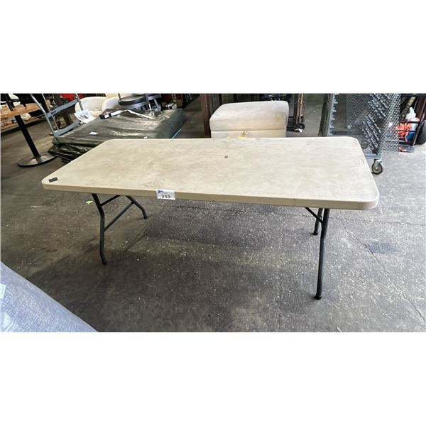 FOLDING TABLE WITH METAL LEGS: APPROX. 68"W X 28"D