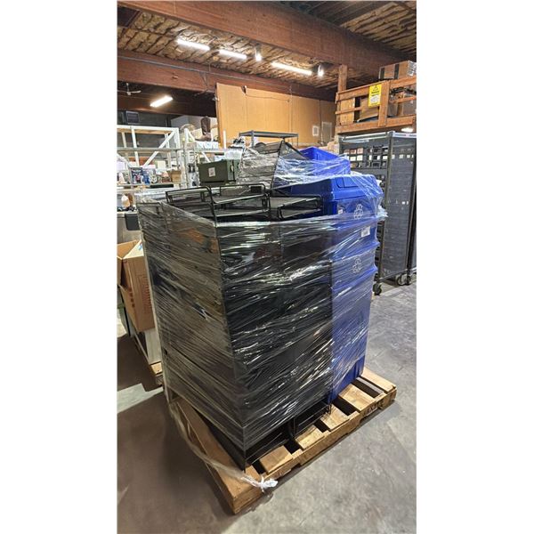 PALLET OF MESH DESK ORGANIZERS, RECYCLE BINS & MORE *MUST TAKE ALL ON PALLET*