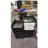 Image 1 : MOBILE STORAGE CABINET & 4-DRAWER SALON WORKSTATION *CABINET IS MISSING 1 WHEEL*