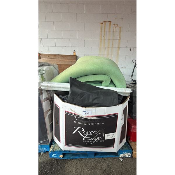 PALLET OF FLUORESCENT LIGHT TUBES, FOAM PAD, SAUTE PANS & MORE *MUST TAKE ALL ON PALLET*