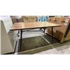 Image 3 : WOOD TABLE WITH METAL LEGS: APPROX. 59" X 35.5" *TABLE TOP HAS SOME NICKS & SCRATCHES*