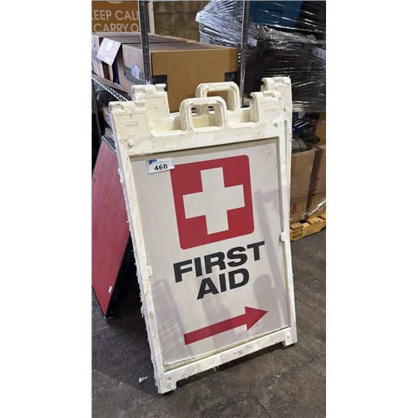 "FIRST AID* & "EMERGENCY EVACUATION REGISTRATION" SANDWICH BOARDS