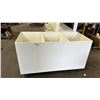 Image 1 : LARGE MOBILE WOOD 3-SECTION STORAGE BIN: APPROX 64"W X 28"D X 37"T