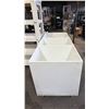 Image 2 : LARGE MOBILE WOOD 3-SECTION STORAGE BIN: APPROX 64"W X 28"D X 37"T