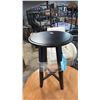 Image 2 : SMALL ROUND 28" DIAMETER WOOD TABLE WITH METAL BASE & WOOD STOOL