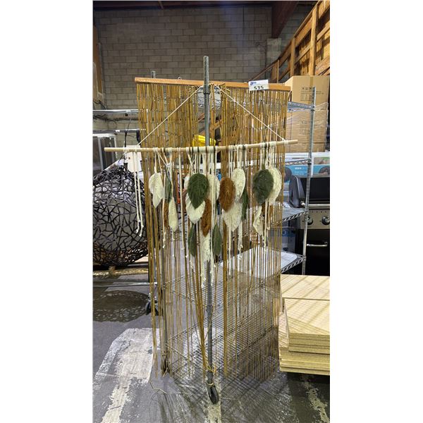 BAMBOO BEADED CURTAIN & MACRAME LEAF WALL HANGING