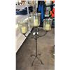 Image 2 : 3 ARM FLOOR STANDING BLACK METAL CANDELABRA WITH (3) BATTERY OPERATED WAX CANDLES: 49" TALL