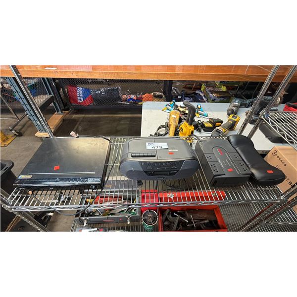 LG BLU-RAY 3D PLAYER, SONY CD/RADIO/CASSETTE PLAYER, APC BATTERY BACKUP & MORE