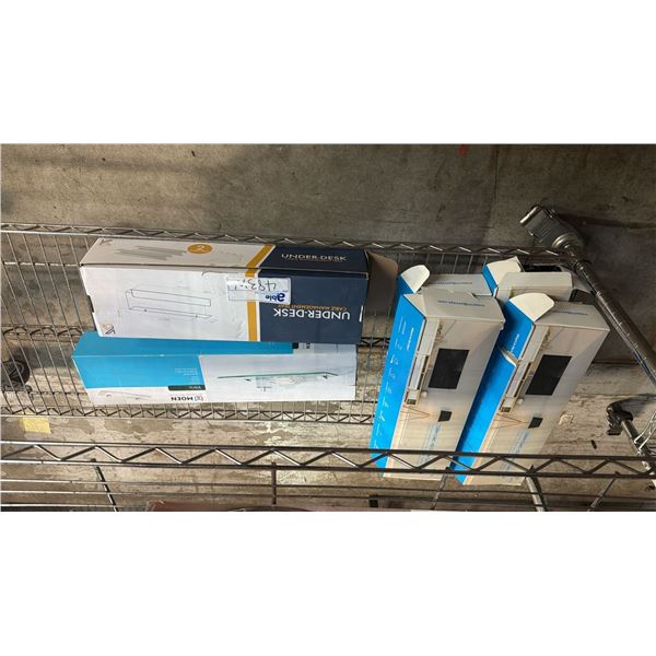 UNDERDESK CABLE MANAGEMENT TRAY, GLASS SHELF & (4) 125" CABLE CONCEALERS