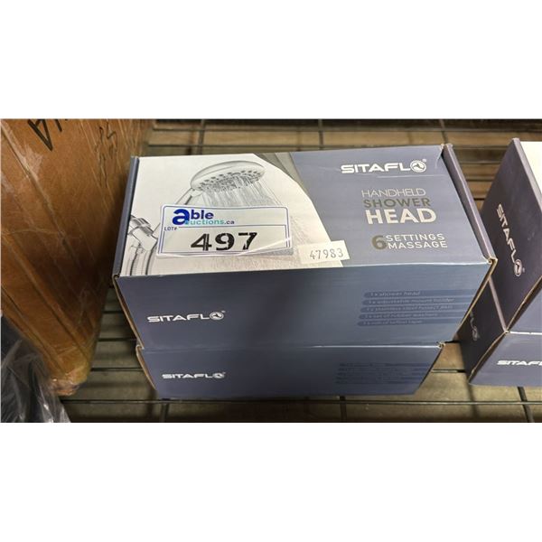 *NEW IN BOX* (2) SITAFLO HANDHELD SHOWER HEADS WITH 6 MASSAGE SETTINGS