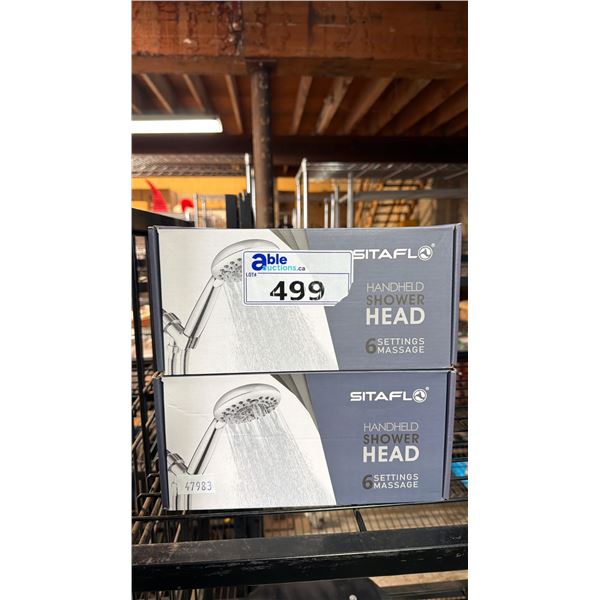 *NEW IN BOX* (2) SITAFLO HANDHELD SHOWER HEADS WITH 6 MASSAGE SETTINGS