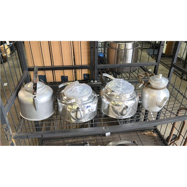 (4) ASSORTED METAL KETTLES