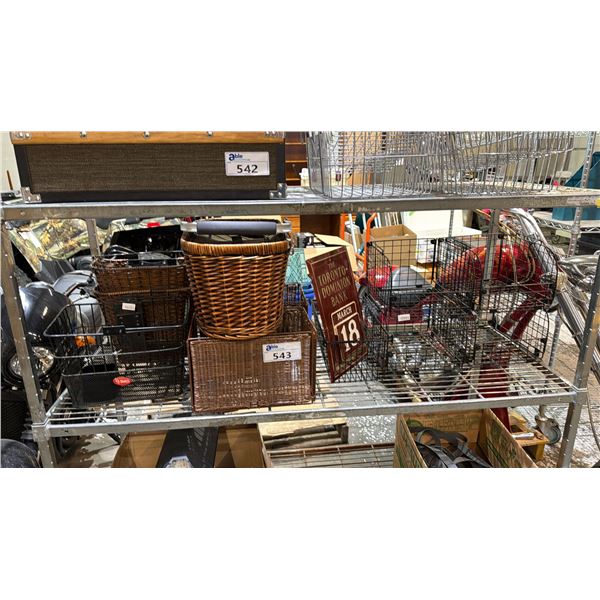 METAL TORONTO DOMINION CALENDAR & ASSORTED WICKER & WIRE BASKETS