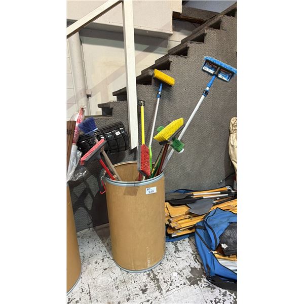 BIN OF ASSORTED BROOMS