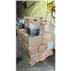 Image 1 : PALLET OF ASSORTED SET DEC ITEMS: WORKLIGHT, EMPTY AMMUNITION BOXES, ACRYLIC DISPLAY STANDS & MORE
