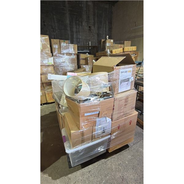 PALLET OF ASSORTED SET DEC LAMPS & SHELVES: *MUST TAKE ALL ON PALLET*