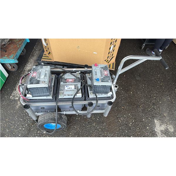 ROLLING CART OF EMPTY CAR BATTERIES (SET DEC)