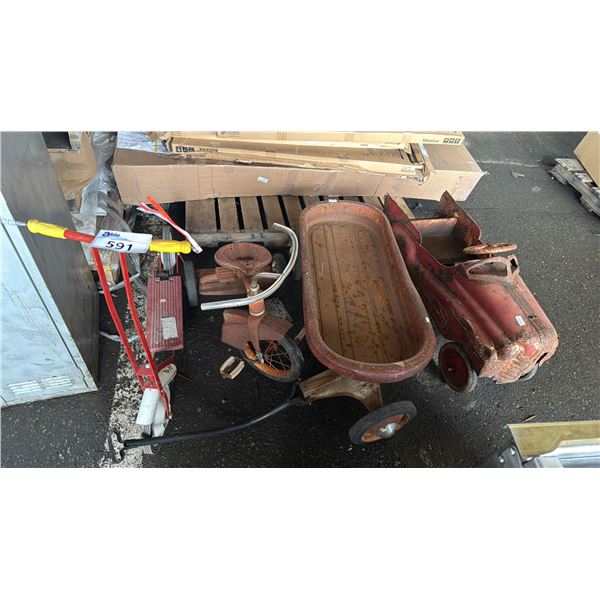 VINTAGE SCOOTER, TRICYCLE, WAGON & RIDE-ON CAR