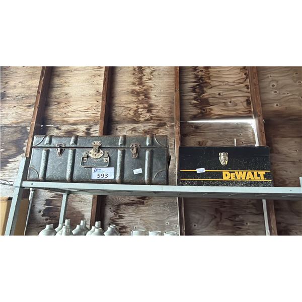 DEWALT METAL TOOL BOX & VINTAGE METAL STORAGE CASE