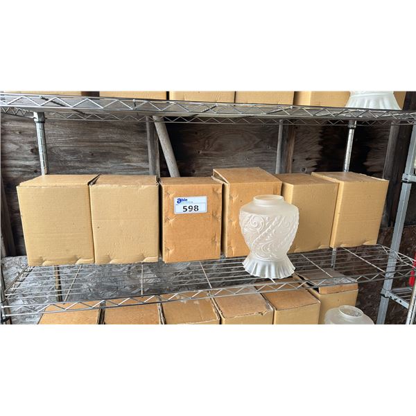 SHELF OF GLASS LAMP SHADES