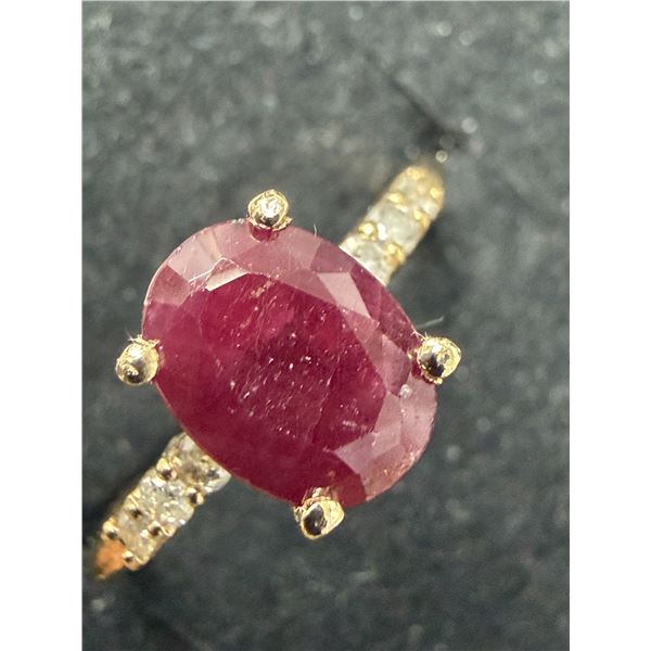 10K  (1.59G), RUBY (1.4CT)RING SIZE 5.5, DIAMONDS ACCENT, SUGGESTED RETAIL VALUE $2000