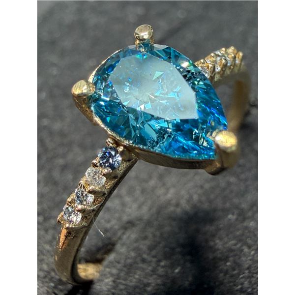 10K (1.51G), BLUE TOPAZ (1.12CT)RING SIZE 6, NATURAL DIAMOND( 0.06CT) APPRAISED INSURANCE VALUE $...