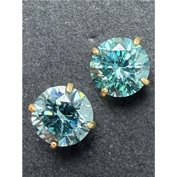 14K BLUE LAB DIAMOND EARRINGS (1.25CT) APPRAISED INSURANCE  VALUE $1140