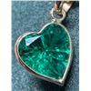 Image 1 : 10K  LAB EMERALD (1.15CT) HANDCRAFTED HEART PENDANT, SUGGESTED RETAIL VALUE $800