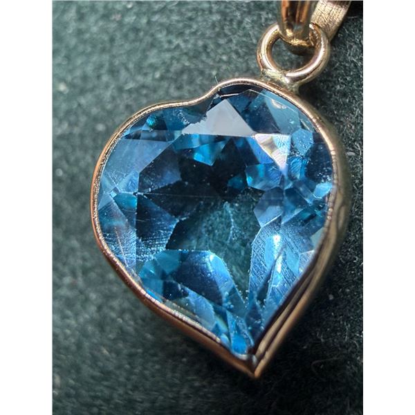 10K BLUE TOPAZ (2CT) HEART PENDANT SUGGESTED RETAIL VALUE $800