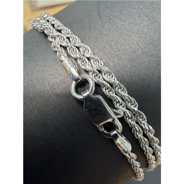 SILVER (7.2G)24"  CHAIN, RHODIUM PLATED, SUGGESTED RETAIL VALUE $400