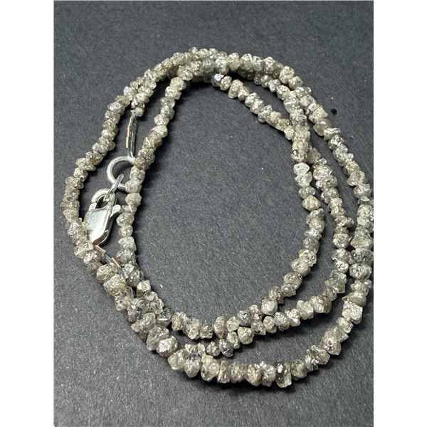 SILVER NATURAL DIAMOND(ROUGH DIAMOND BEAD) (11.93CT)NECKLACE, SUGGESTED RETAIL VALUE $400