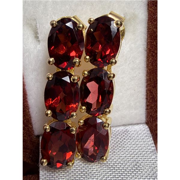 SILVER (3.5G), GARNET (6CT)GOLD-PLATED EARRINGS, SUGGESTED RETAIL VALUE $300