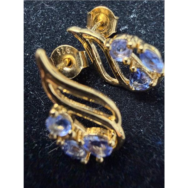 SILVER (2G), TANZANITE (0.8CT)GOLD-PLATED EARRINGS, SUGGESTED RETAIL VALUE $200