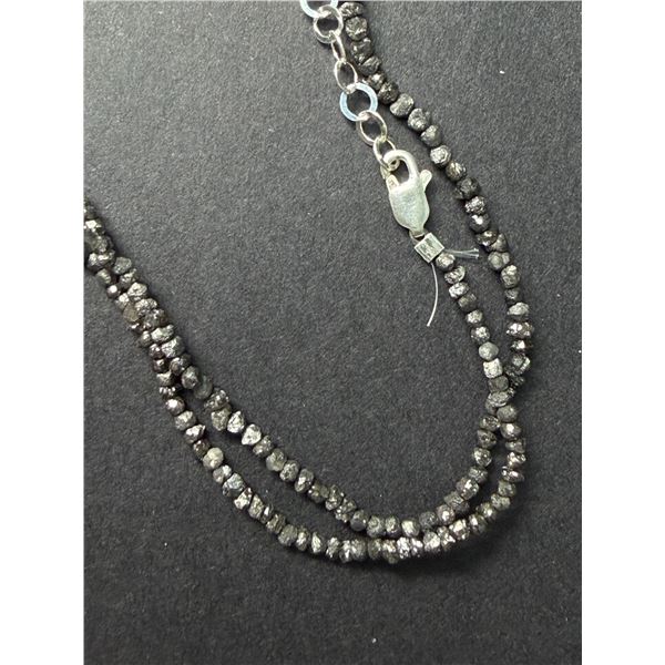 NATURAL BLACK DIAMOND (~15CT) 17 " NECKLACE, UNCUT BEADS, S/S CLASP
