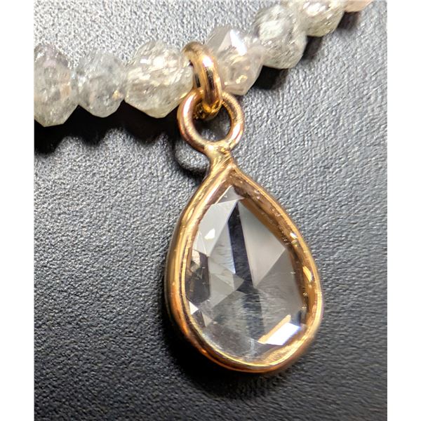 10K(2.71G), NATURAL DIAMOND BEADS 18" (11.5+0.50 CT)NECKLACE,  APPRAISED INSURANCE VALUE $3340