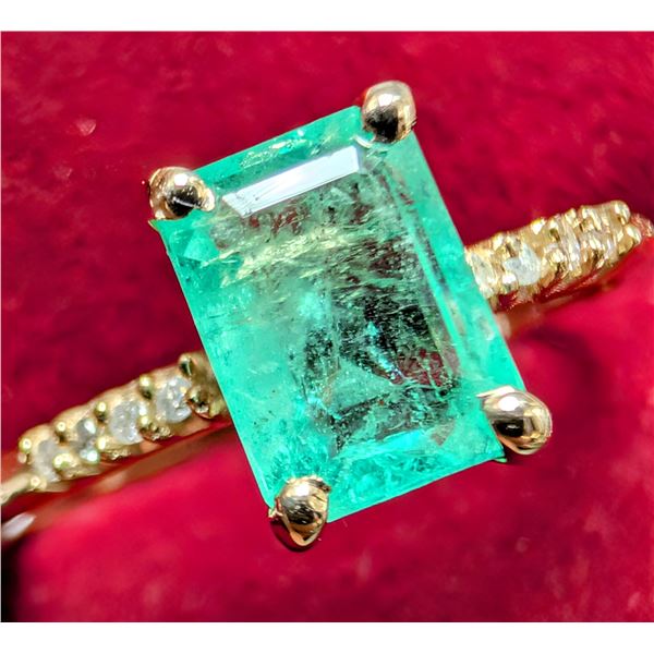 10K(1.22G), NATURAL EMERALD (1.2+0.06CT)RING (SIZE 6.25)  APPRAISED INSURANCE VALUE $1215