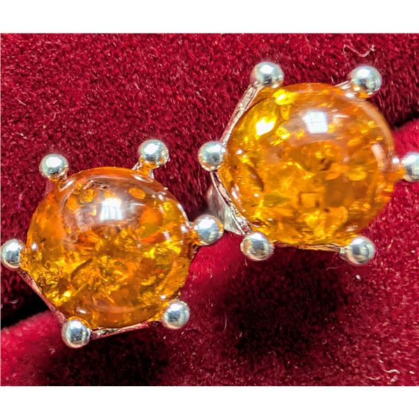SILVER(1.88G), AMBER EARRINGS
