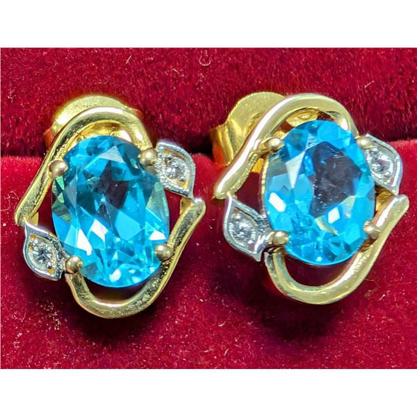 SILVER(2.81G), TOPAZ (4CT)EARRINGS