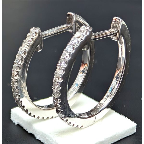 14K(1.87G), NATURAL DIAMOND(0.16CT) HOOP EARRINGS, APPRAISED INSURANCE VALUE $2130