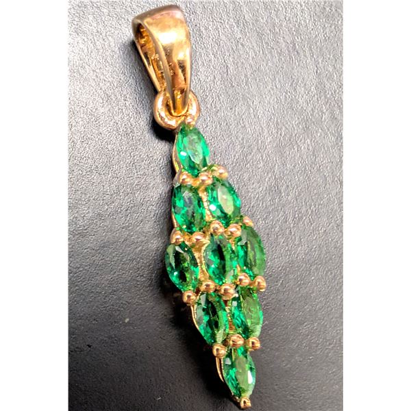 SILVER(1.4G), CREATED EMERALD (2.15CT) PENDANT