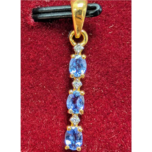 SILVER TANZANITE (0.9CT), CZ (0.05CT) PENDANT