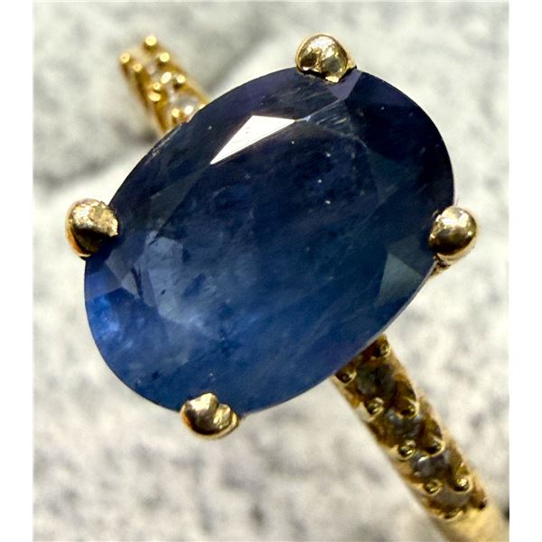 10K(1.52G), BLUE SAPPHIRE (1.4CT), DIAMOND (0.05CT) RING, (SIZE 6) APPRAISED INSURANCE VALUE $1535