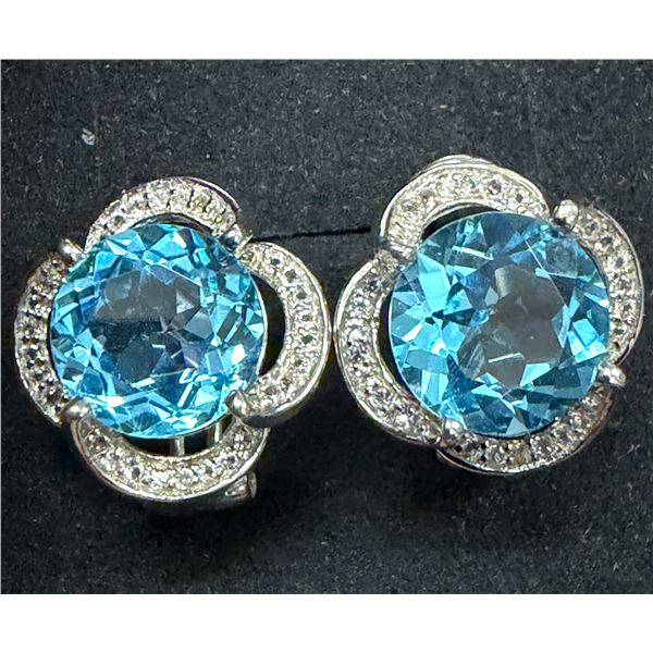SILVER(4.31G), SWISS BLUE TOPAZ (3.5CT) EARRING, SUGGESTED RETAIL VALUE $300