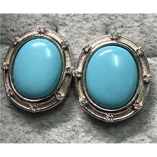 SILVER(3.85G), SLEEPING BEAUTY ARIZONA TURQUOISE EARRING, SUGGESTED RETAIL VALUE $240