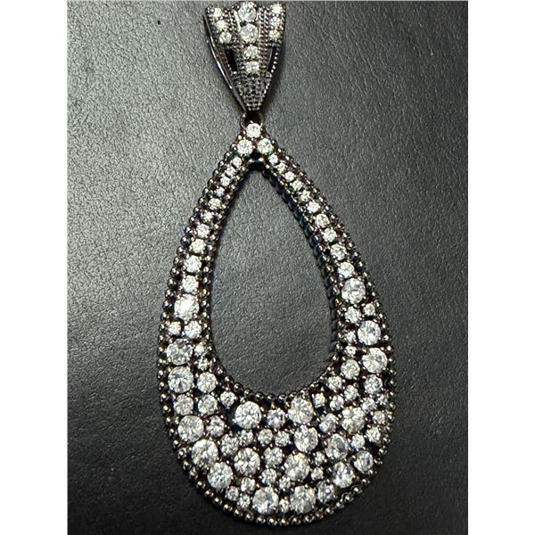 SILVER(7.5G), BLACK RHODIUM CZ PENDANT, SUGGESTED RETAIL VALUE $200