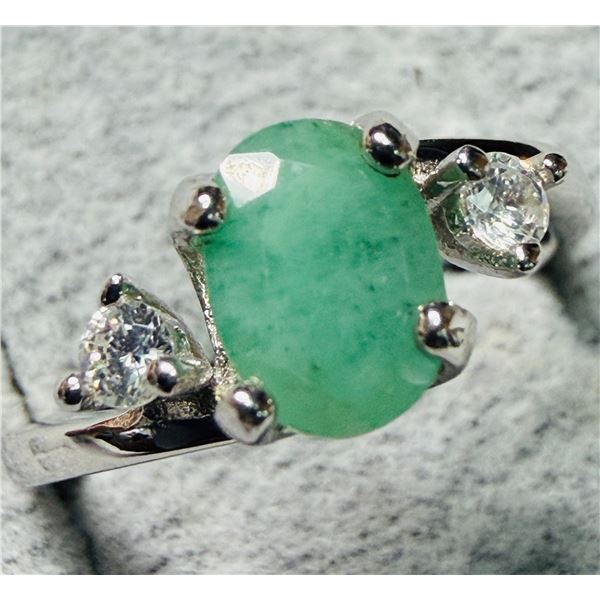 SILVER(2.44G), EMERALD (1.5CT) RING, SUGGESTED RETAIL VALUE $200