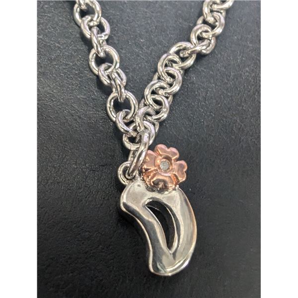 SILVER(3.48G), DIAMOND (0.01CT) BRACELET 6"